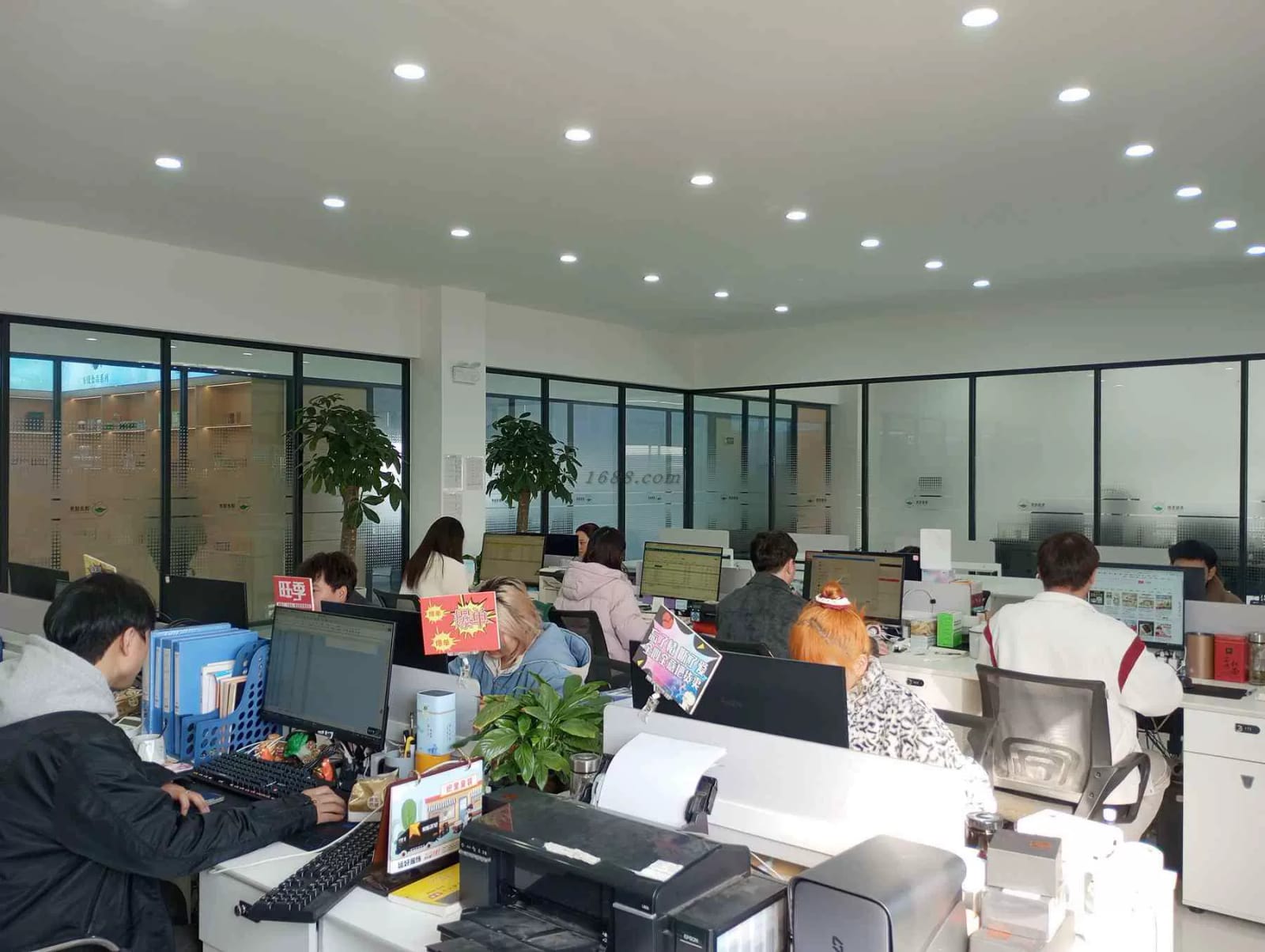 Sales and operations team working in the office
